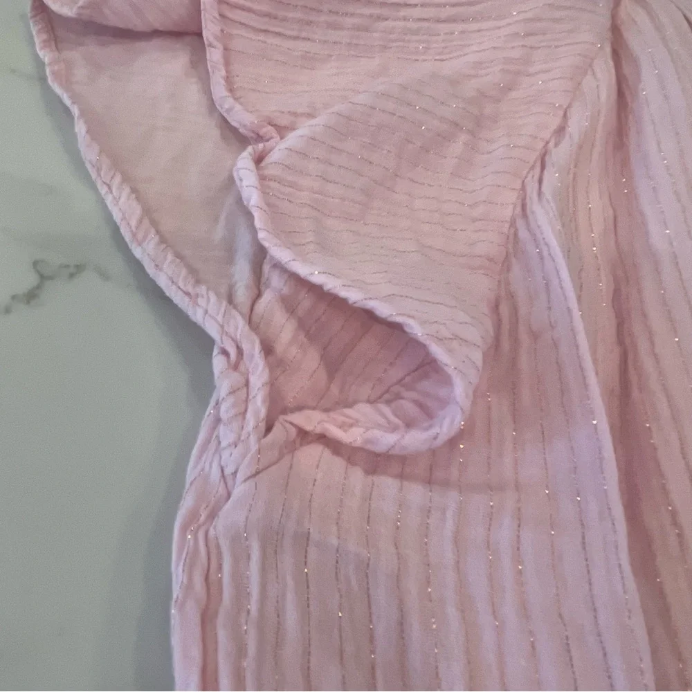 GAP Women’s Pink Button-Up Blouse with Ruffle Sleeves - Picture 11 of 15